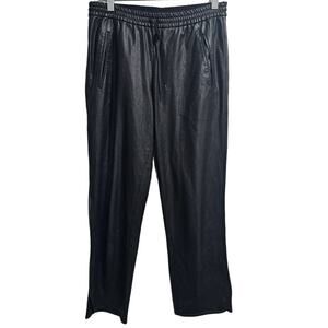 BCBGMAXAZRIA Faux Leather Cropped Pants Black Size XS